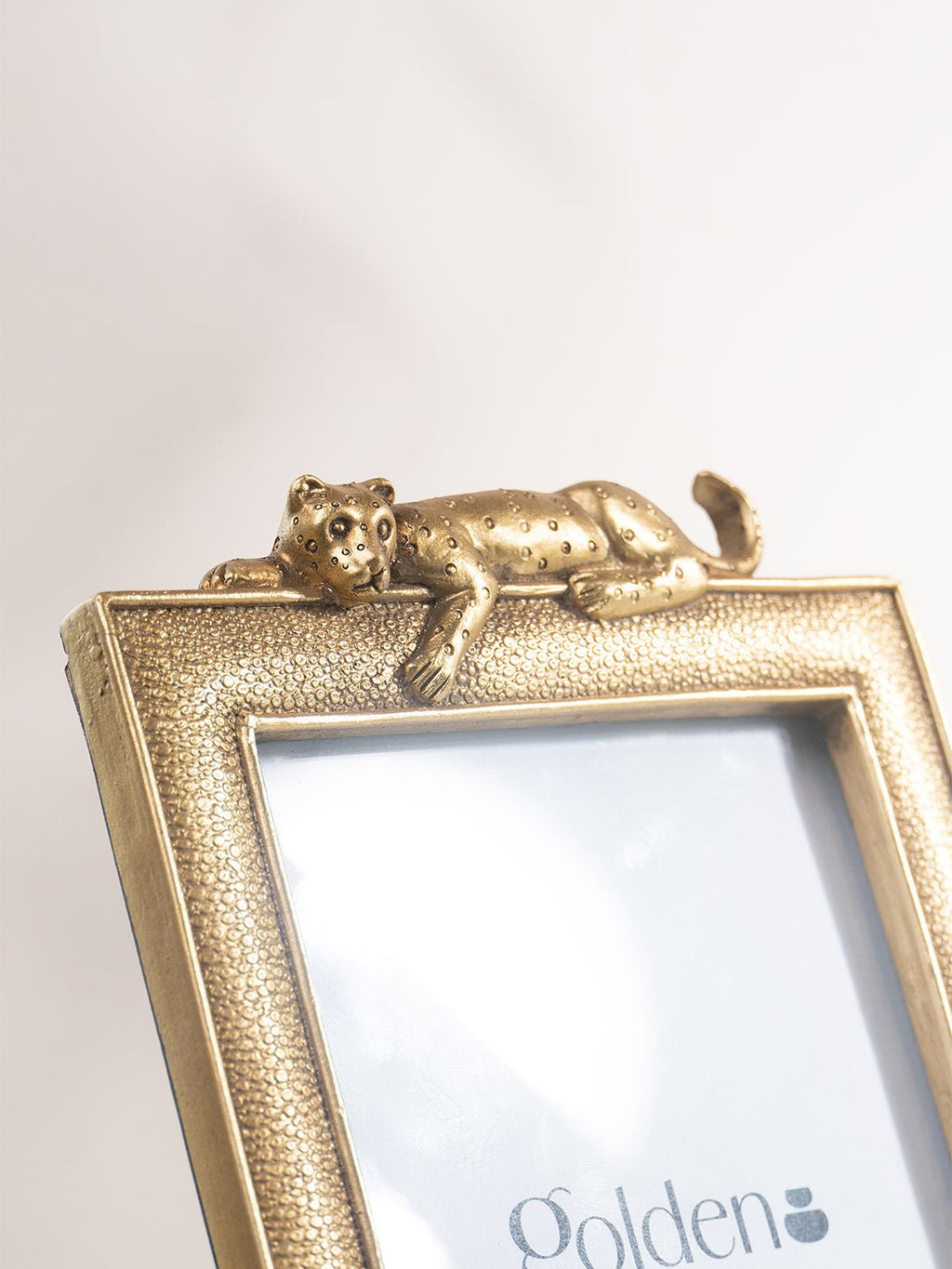 Gold Textured Photo Frame with Leopard Detail - The Golden Theory