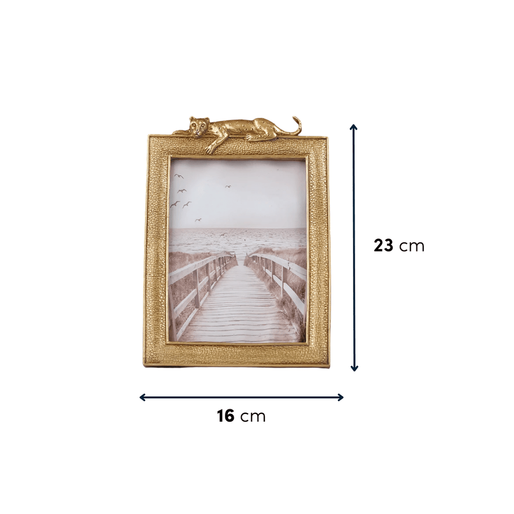 Gold Textured Photo Frame with Leopard Detail - The Golden Theory