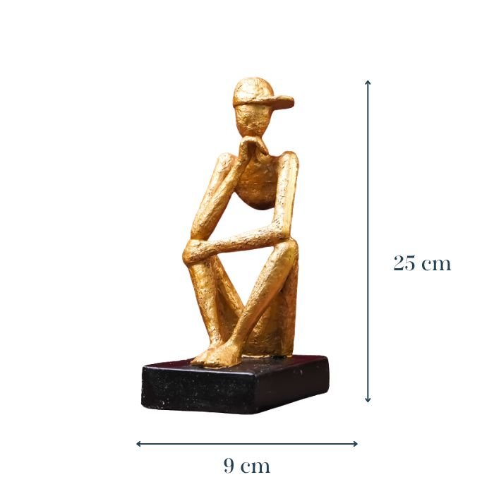 Gold Thinking Figure Sculpture - Unique Contemporary Decor - The Golden Theory