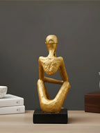 Gold Thinking Figure Sculpture - Unique Contemporary Decor - The Golden Theory