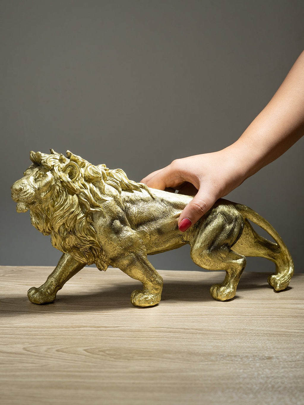 Gold Walking Lion Statue - The Golden Theory