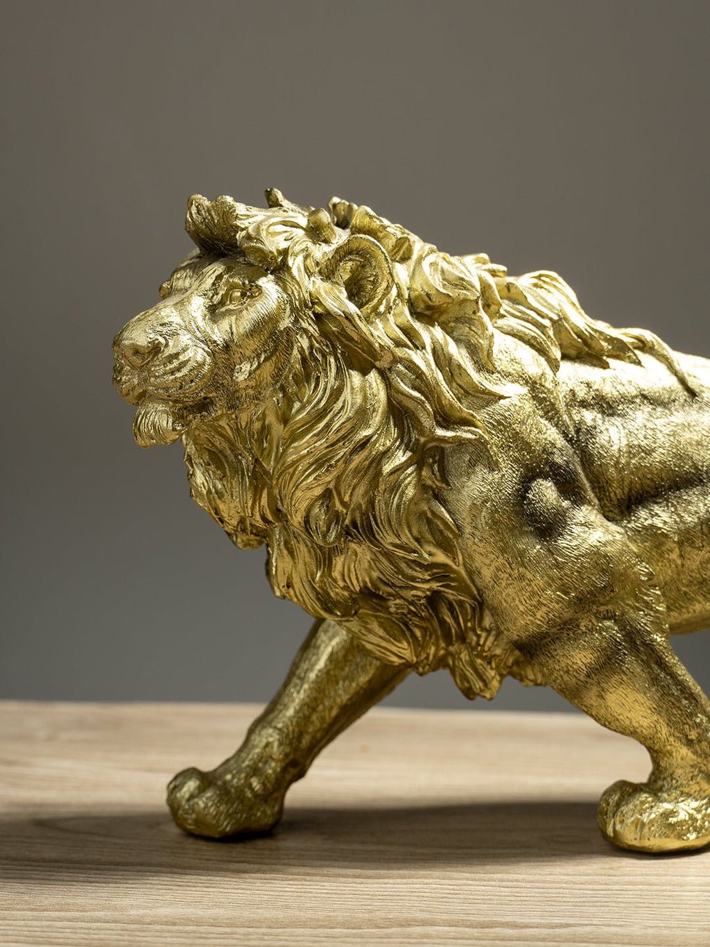 Gold Walking Lion Statue - The Golden Theory