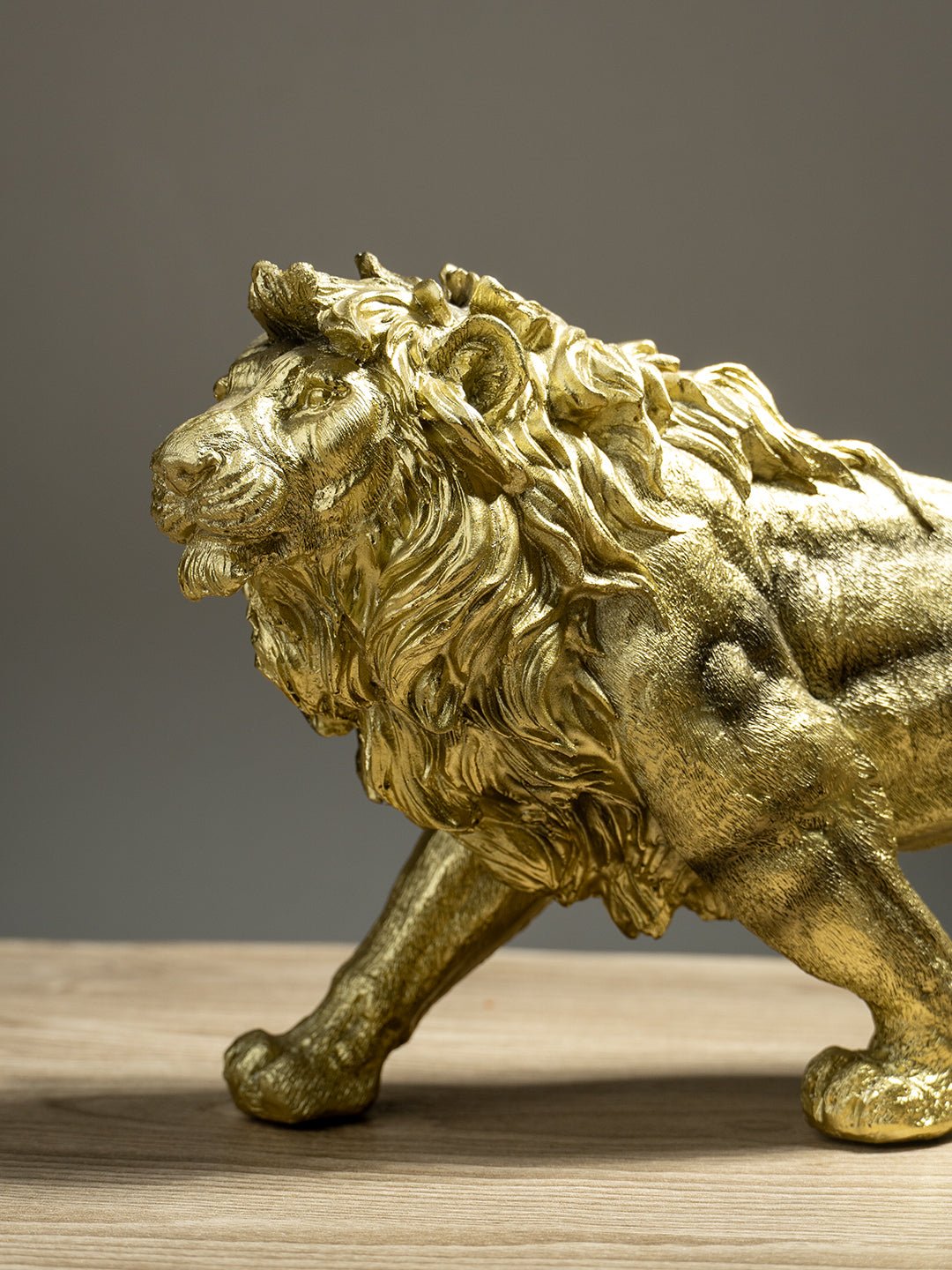 Gold Walking Lion Statue - The Golden Theory