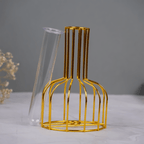 Gold Wire Frame Glass Vase - Geometric Design - The Golden Theory