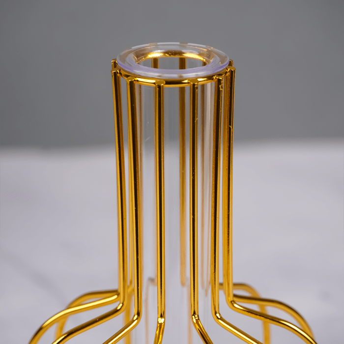 Gold Wire Frame Glass Vase - Geometric Design - The Golden Theory
