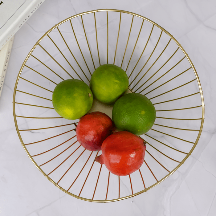 Gold Wire Fruit Basket - The Golden Theory
