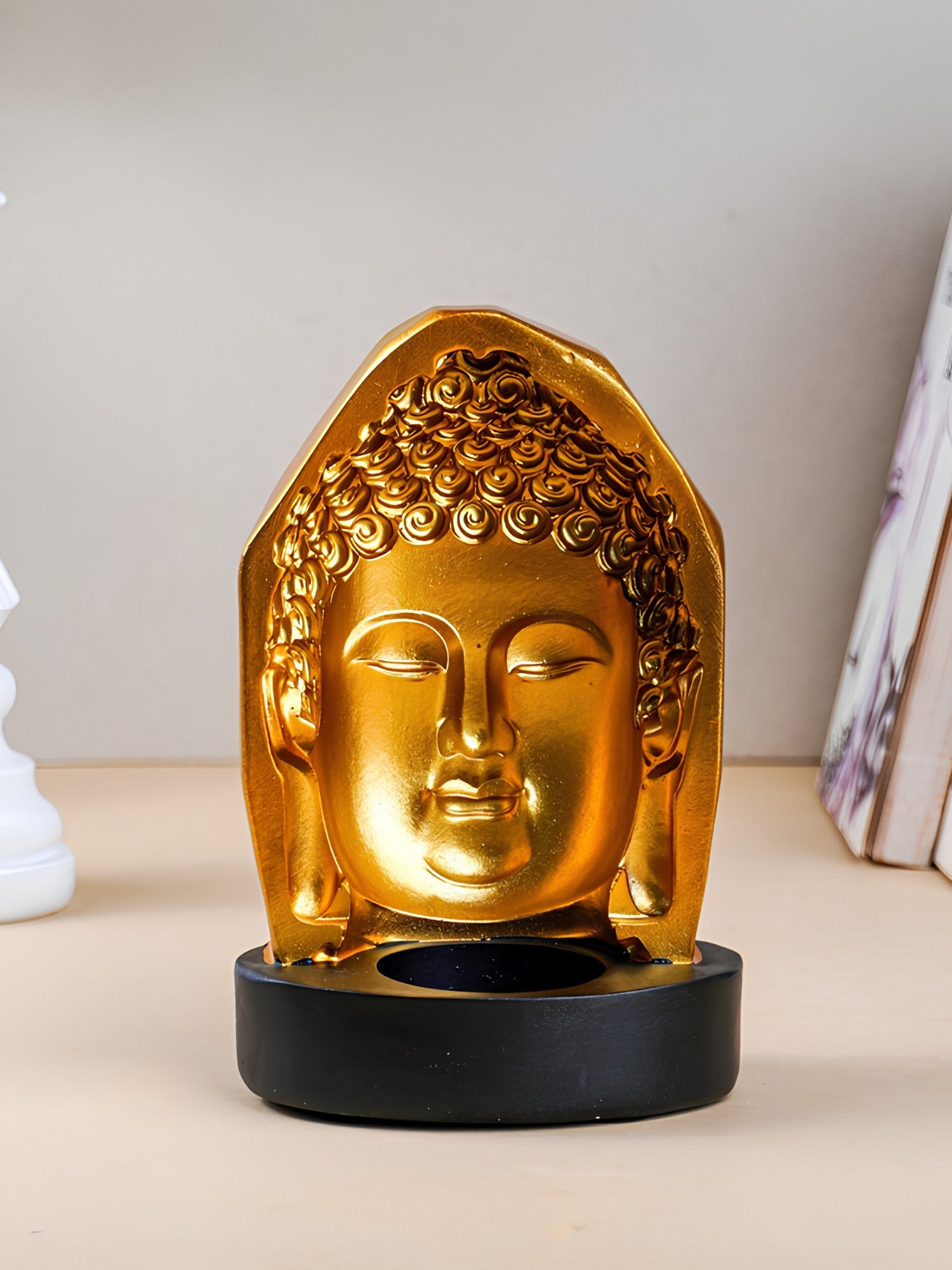 Golden Buddha Head Candle Holder - The Golden Theory Main image