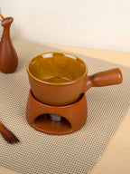 Golden Color Round Fondue Pot