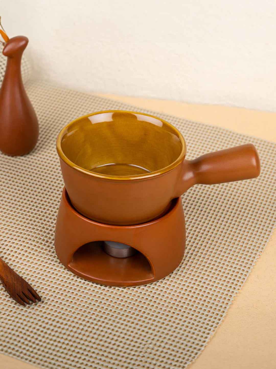 Golden Color Round Fondue Pot