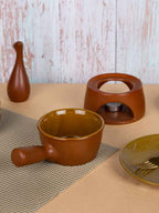 Golden Color Round Fondue Pot