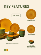 Golden Dinner Set with Green Exterior (Set of 23) - The Golden Theory