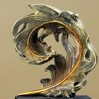 Golden Leaf-Inspired Decorative Sculpture on Black Base - The Golden Theory
