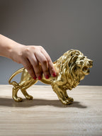 Golden Lion Figurine with Intricate Mane - The Golden Theory