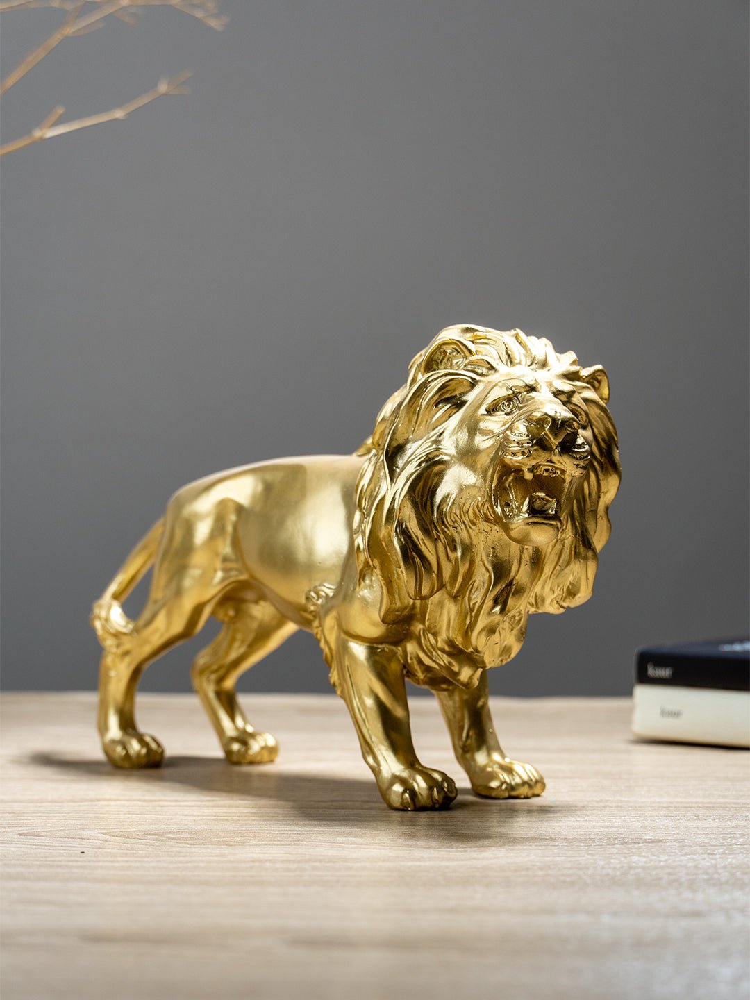 Golden Lion Figurine with Intricate Mane - The Golden Theory Main image