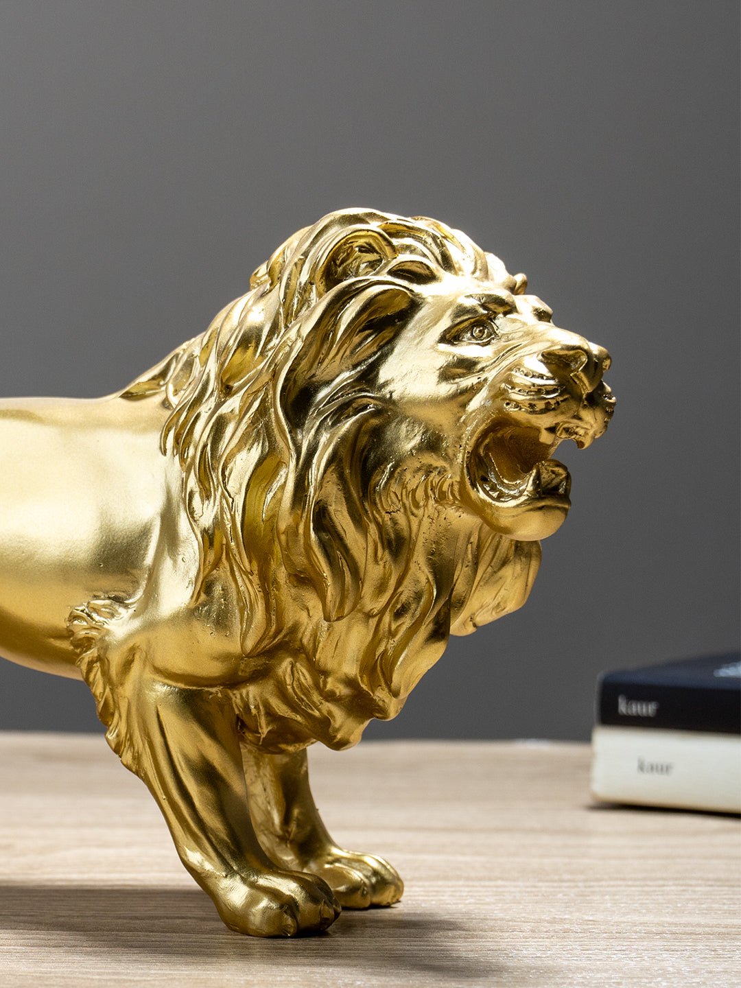 Golden Lion Figurine with Intricate Mane Secondary image