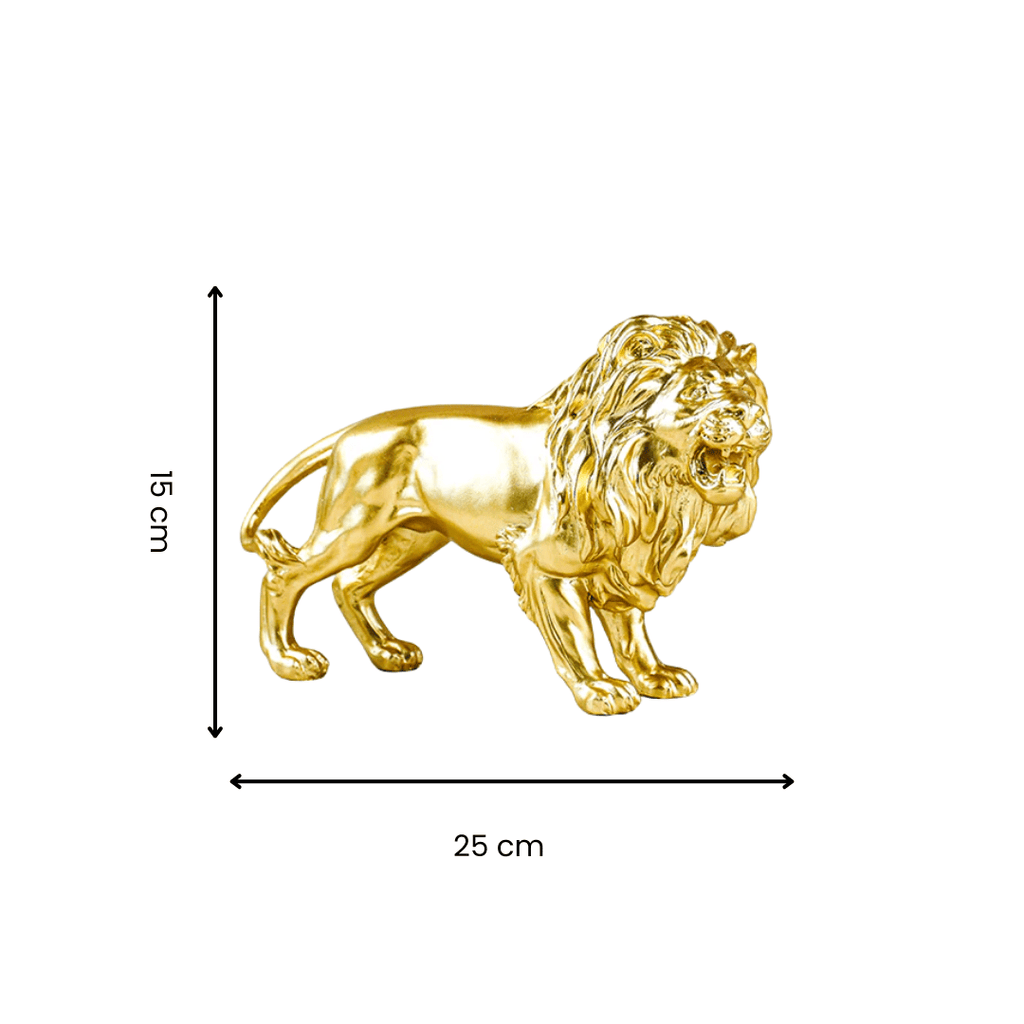 Golden Lion Figurine with Intricate Mane - The Golden Theory