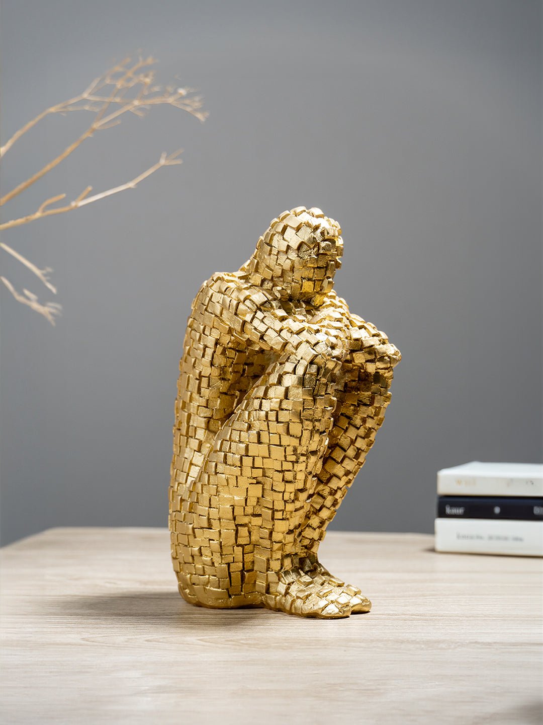 Golden Mosaic Thinker Sculpture - The Golden Theory Main image