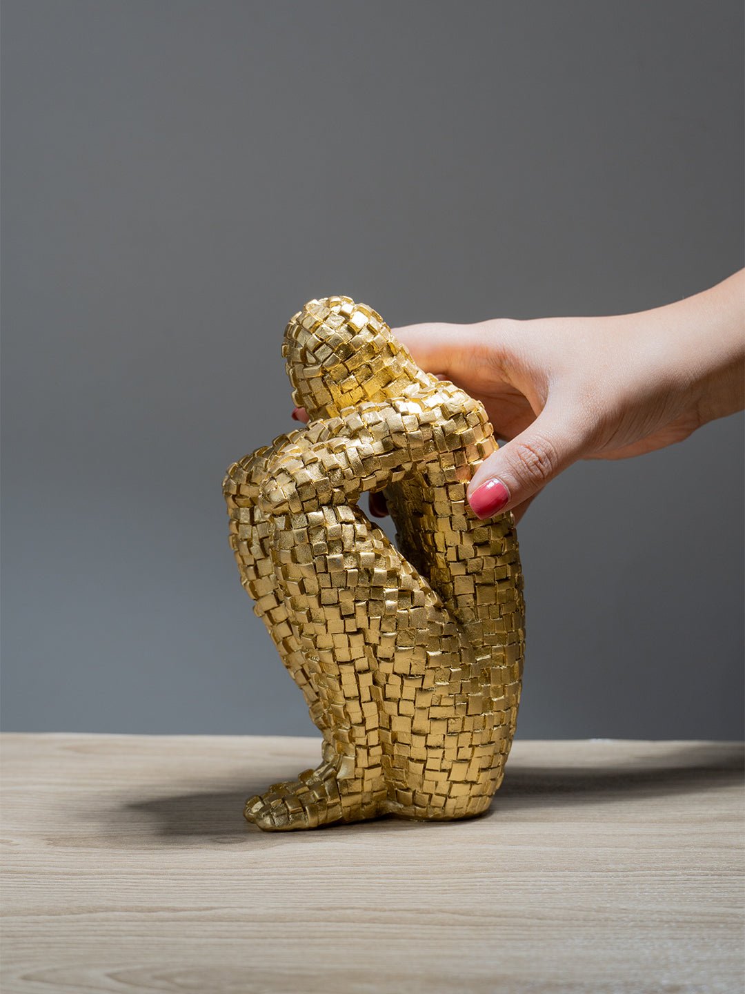 Golden Mosaic Thinker Sculpture Secondary image