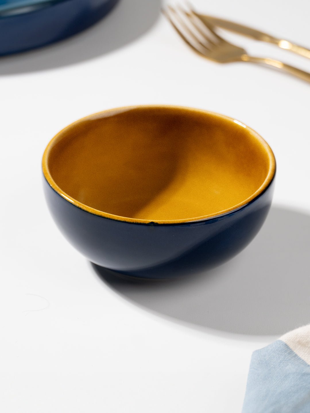 Golden Small Bowl with Navy Blue Exterior - The Golden Theory