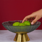Gray Glass Bowl with Gold Base - The Golden Theory