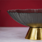 Gray Glass Bowl with Gold Base - The Golden Theory