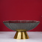 Gray Glass Bowl with Gold Base - The Golden Theory