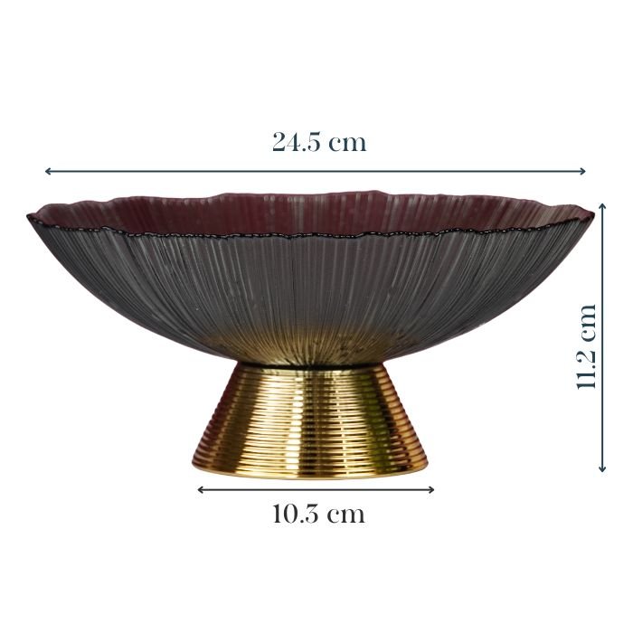 Gray Glass Bowl with Gold Base - The Golden Theory