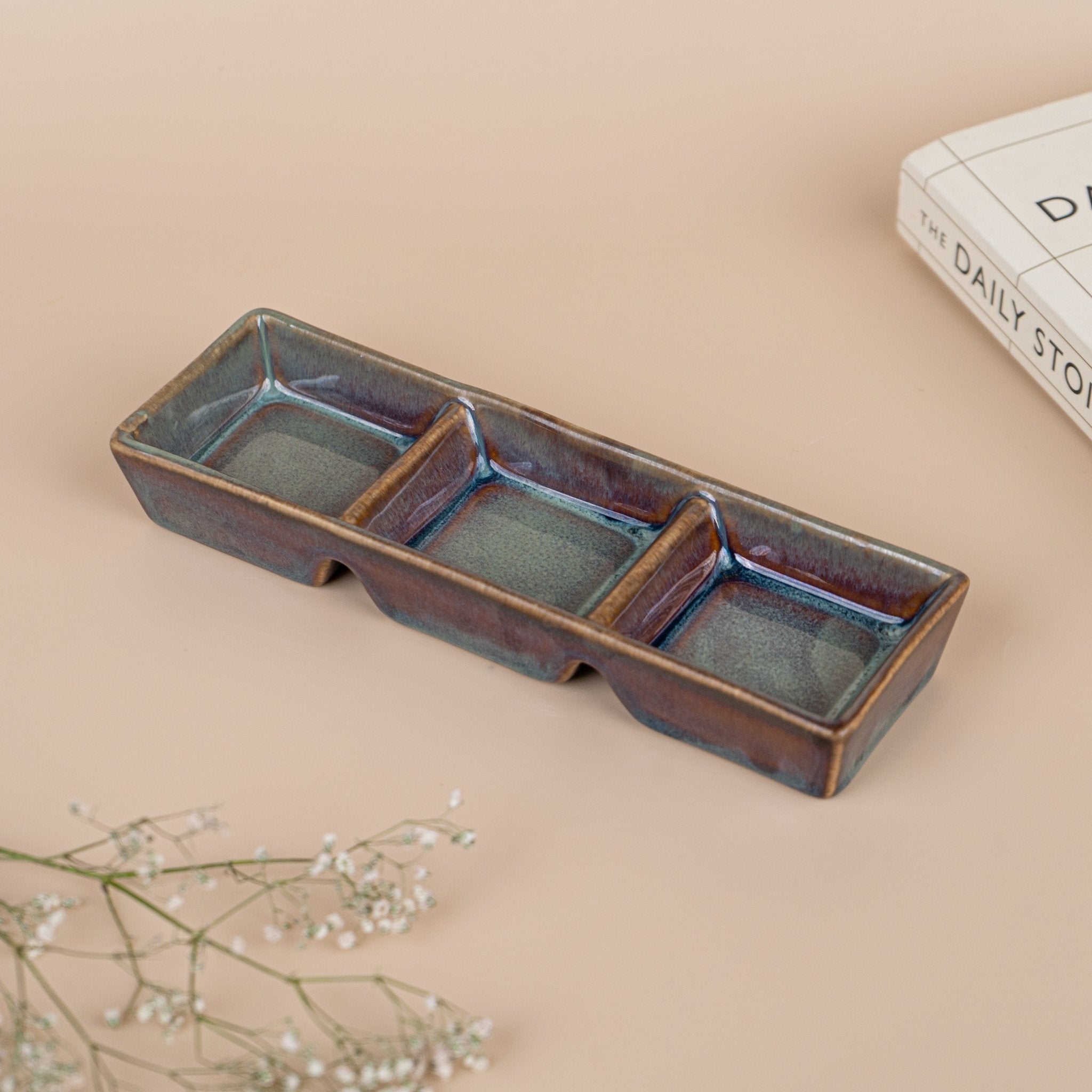 Green Ceramic Chutney Platter - The Golden Theory