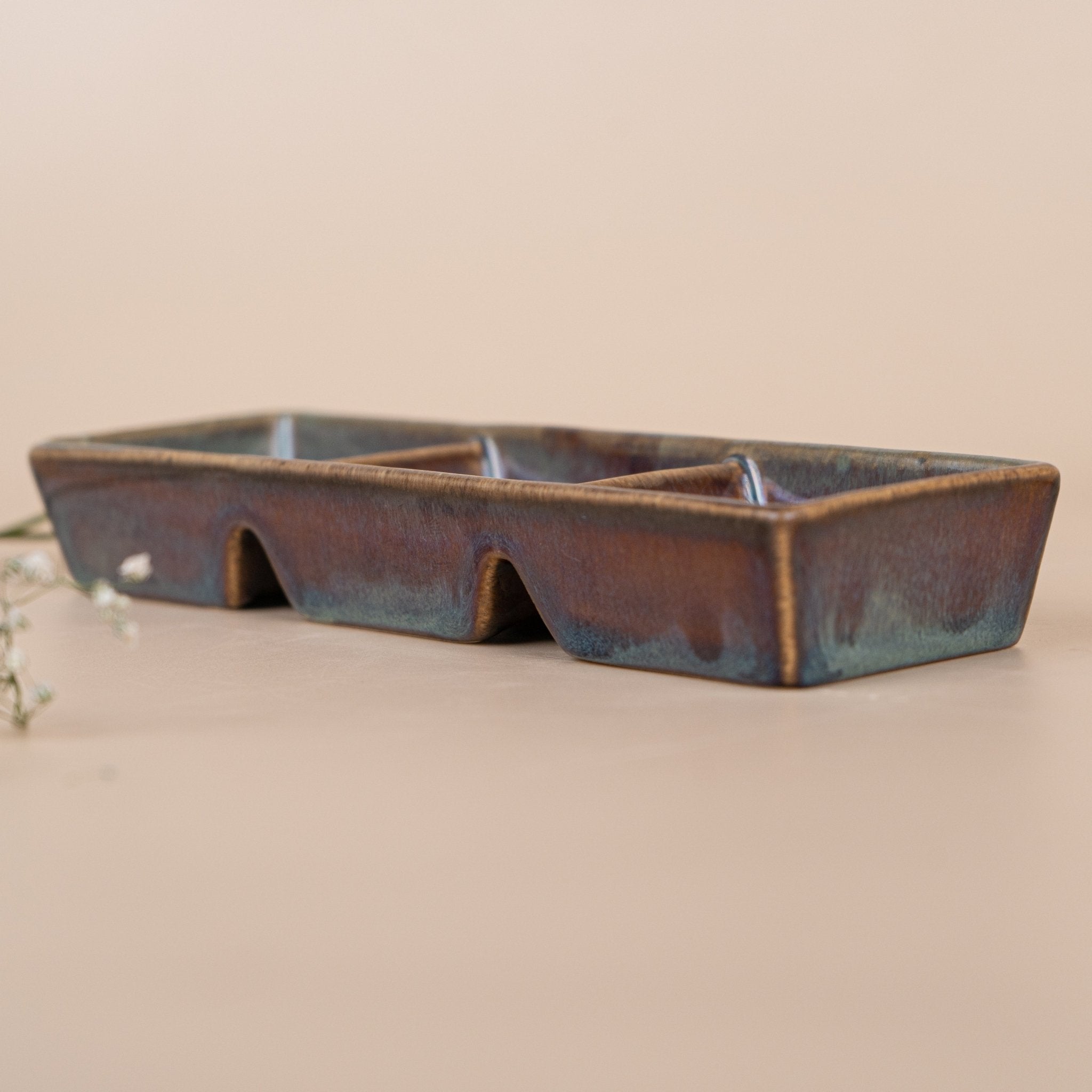 Green Ceramic Chutney Platter - The Golden Theory