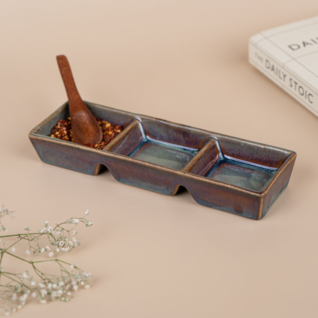 Green Ceramic Chutney Platter - The Golden Theory