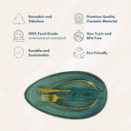 Green Ceramic Drop-Shaped Snack Plate | Set of 2 - The Golden Theory