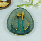 Green Ceramic Drop-Shaped Snack Plate | Set of 2 - The Golden Theory