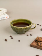 Green Ceramic Latte Mugs with Design - The Golden Theory