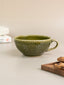 Green Ceramic Latte Mugs with Design - The Golden Theory