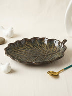 Green Ceramic Leaf Platter - The Golden Theory