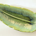 Green Ceramic Leaf Shaped Platter - The Golden Theory