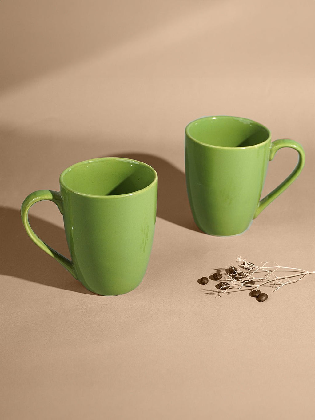 Green Ceramic Mug with Curved Handle - The Golden Theory