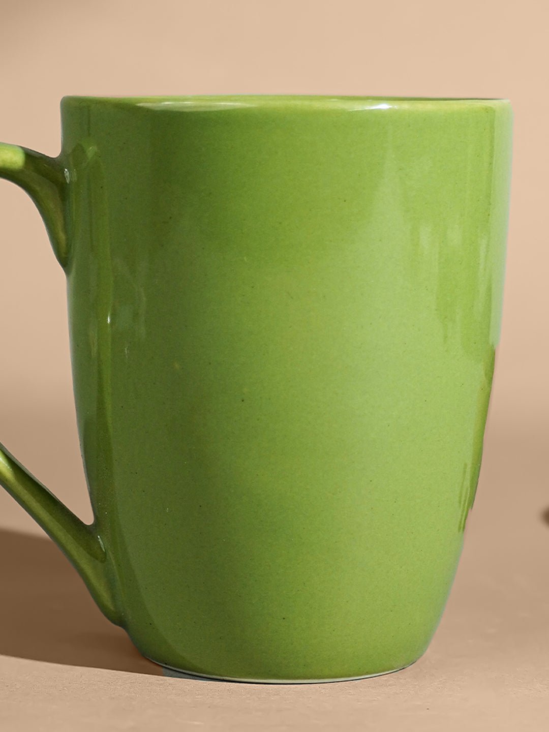 Green Ceramic Mug with Curved Handle - The Golden Theory