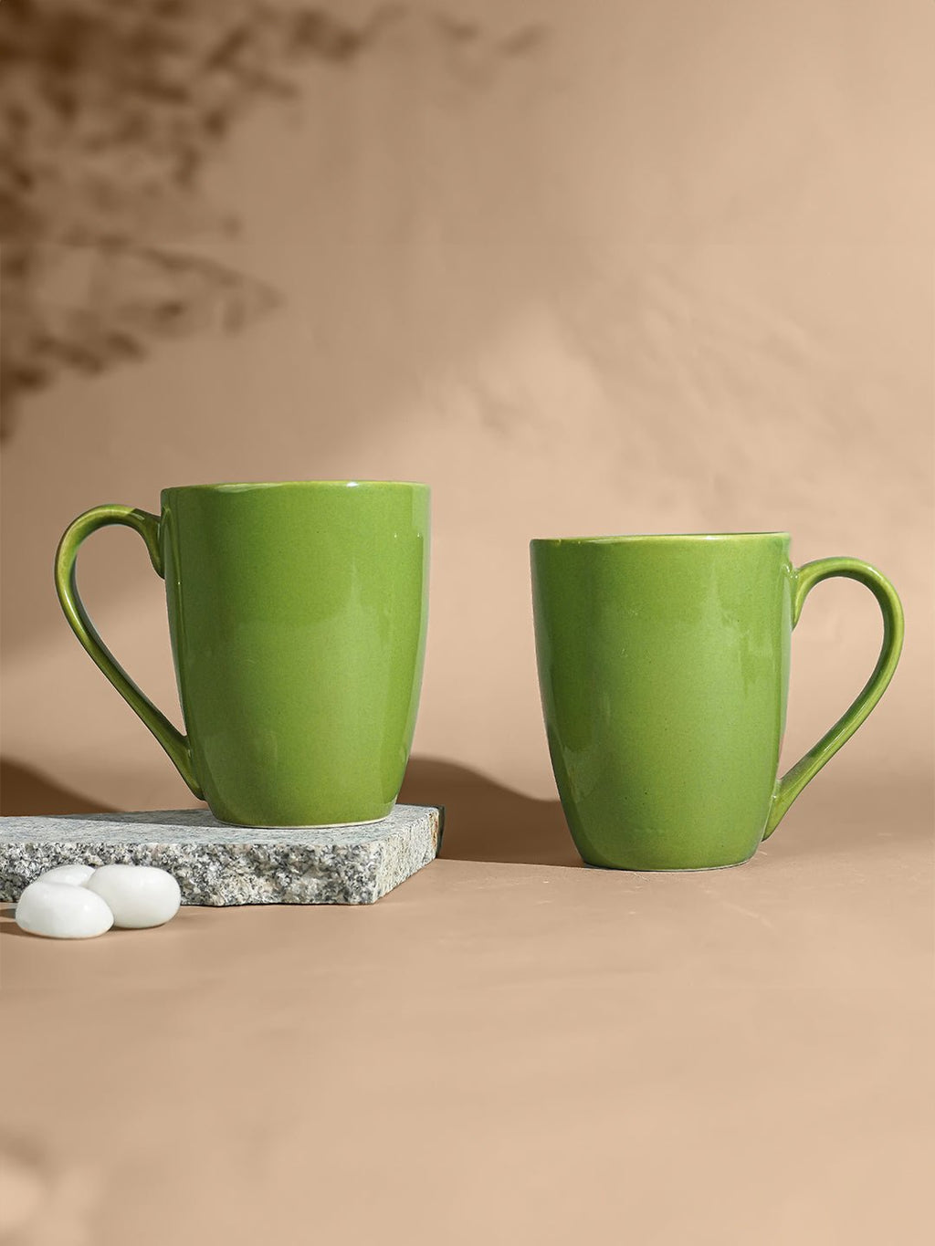Green Ceramic Mug with Curved Handle - The Golden Theory