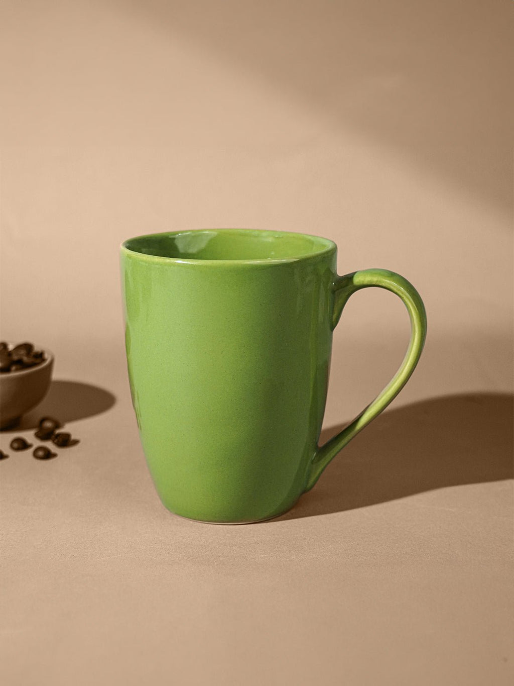 Green Ceramic Mug with Curved Handle - The Golden Theory