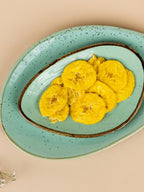 Green Ceramic Oval Shaped Platter | Set of 2 - The Golden Theory
