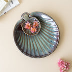 Green Ceramic Shell Shaped Chip and Dip Platter - The Golden Theory