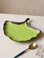 Green Ceramic Shell Shaped Platter with Brown Borders - The Golden Theory