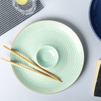 Green Color Chip and Dip Platter with Spiral Design - The Golden Theory