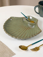 Green Color Shell-Shaped Platter - The Golden Theory