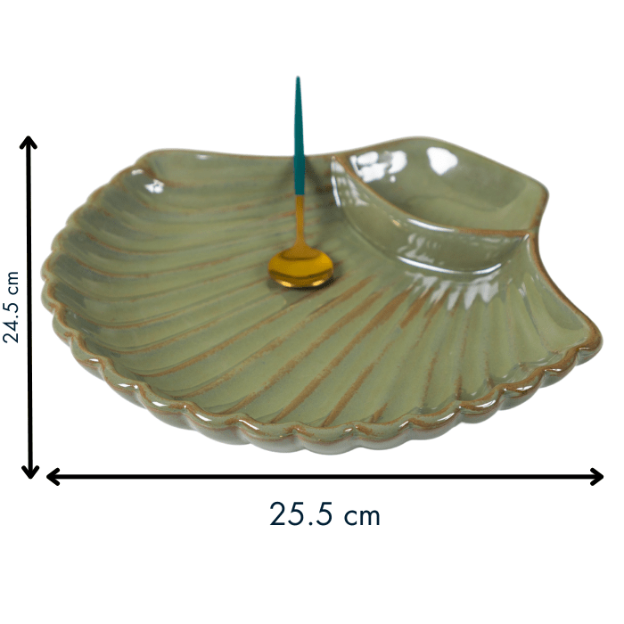 Green Color Shell-Shaped Platter - The Golden Theory