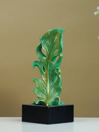 Green Leaf-Inspired Decorative Sculpture with Golden Accents - The Golden Theory