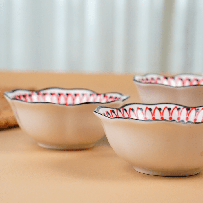 Green & Orange Scallop-Edge Ceramic Bowls Set of 3 - The Golden Theory