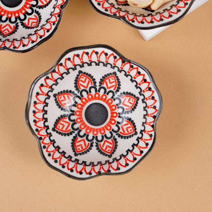 Green & Orange Scallop-Edge Ceramic Bowls Set of 3 - The Golden Theory