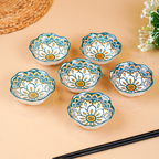 Green & Orange Scallop-Edge Ceramic Bowls - Set of 6 - The Golden Theory